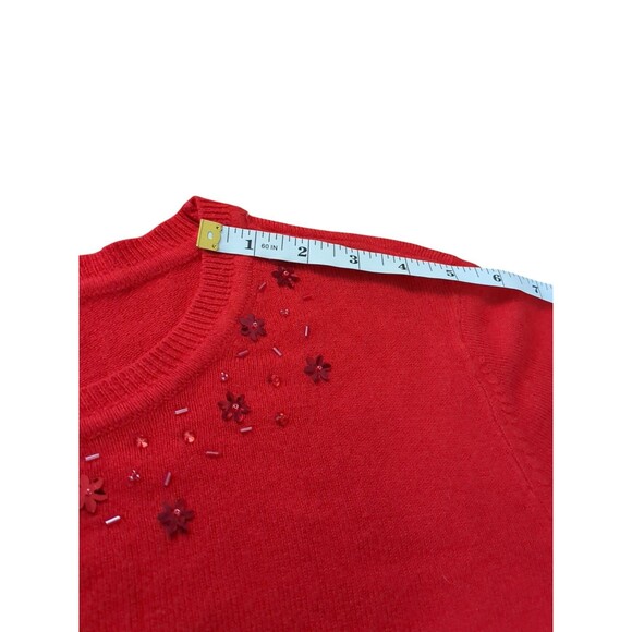 Basic Edition 100% Polyester Red Sweater XL Pullover.  Red Beading - Picture 7 of 9
